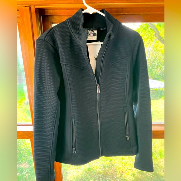 NWT Women’s Spyder Encore Full Zip Fleece Jacket in Black - Picture 1 of 2